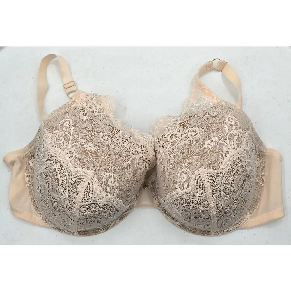 Third Love Womens 42F Beige Lace Balconette Lightly Lined Underwire Bra Plus
